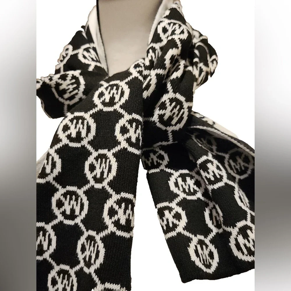 Michael Kors Black and White Monogram Scarf